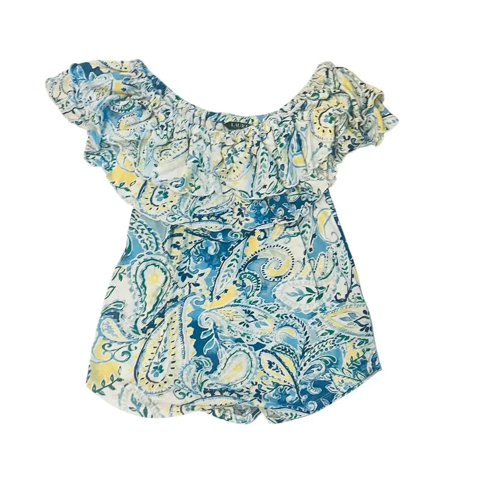 Lauren Ralph Lauren Paisley Print Ruffle Off Shoulder Top Siz S Small Multicolor - Picture 3 of 10